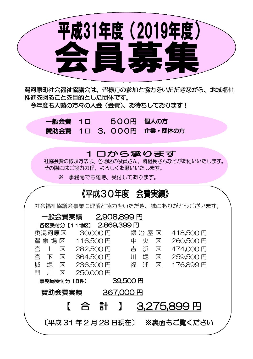 平成31年度(令和元年度)の会員募集について